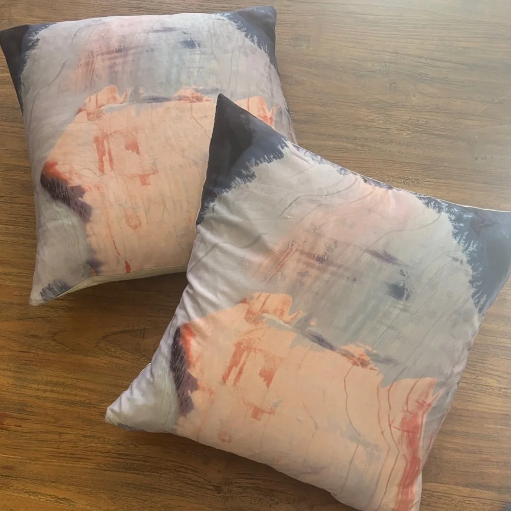 Pair of Crate&Barrel Watercolor Feather Down Pillows